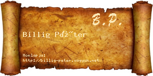 Billig Péter névjegykártya