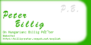 peter billig business card